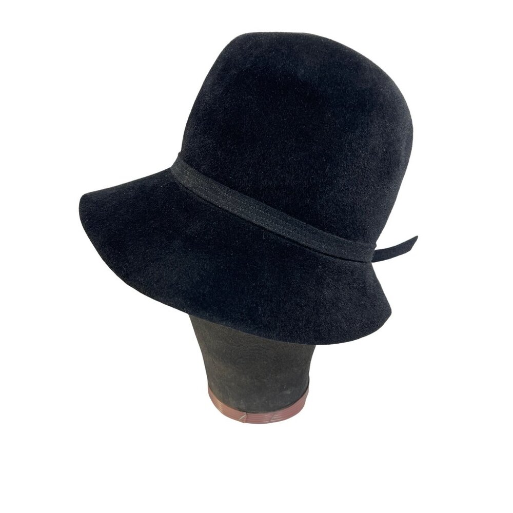 Vintage Otto Lucas Junior Black Wool Cloche Hat Made In England NWOT - Picture 4 of 7